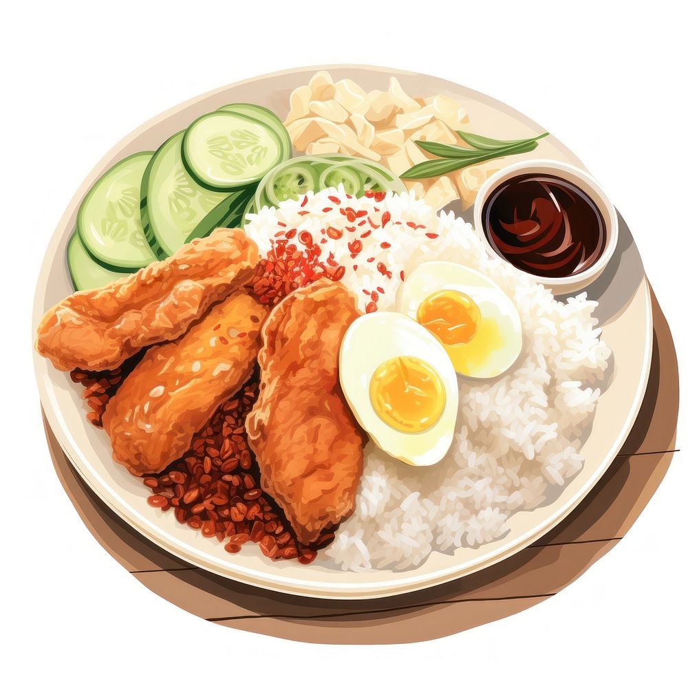 Malaysia Nasi Lemak food plate meal. AI generated Image by rawpixel.