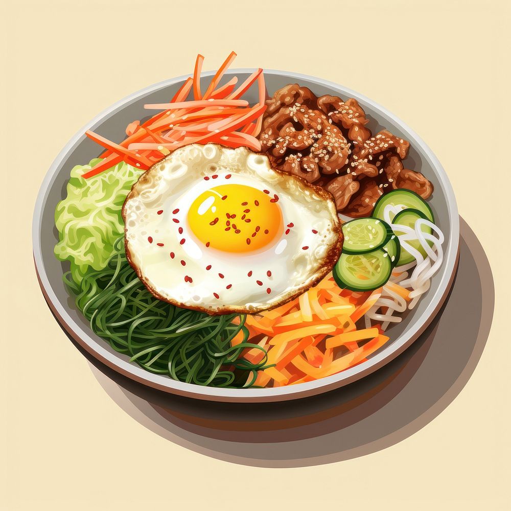 Bibimbap lunch plate meal. AI generated Image by rawpixel.