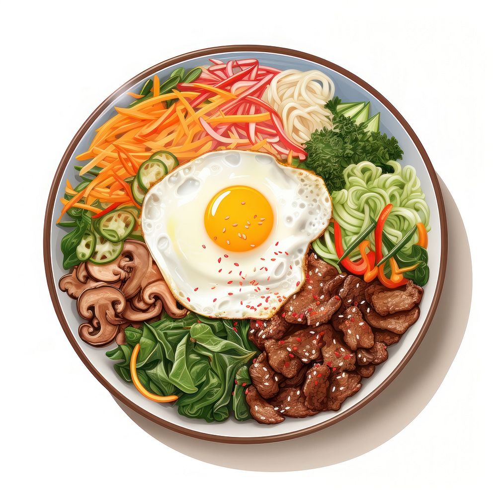 Bibimbap noodle lunch plate. AI generated Image by rawpixel.
