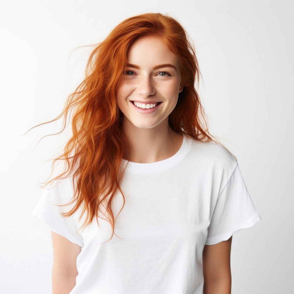 Portrait t-shirt smiling adult. AI generated Image by rawpixel.
