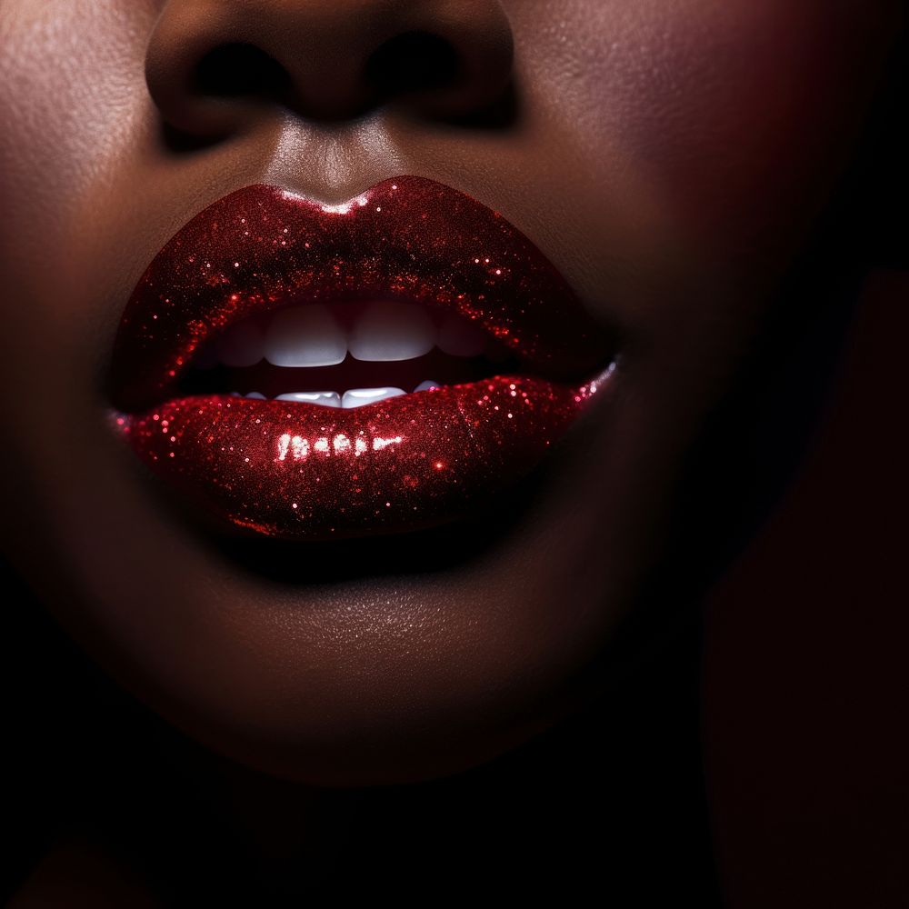 Cosmetics lipstick black mouth. 