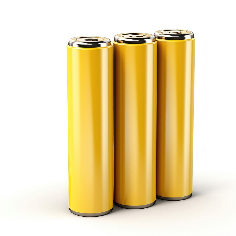 Batteries cylinder yellow white background. AI generated Image by rawpixel.