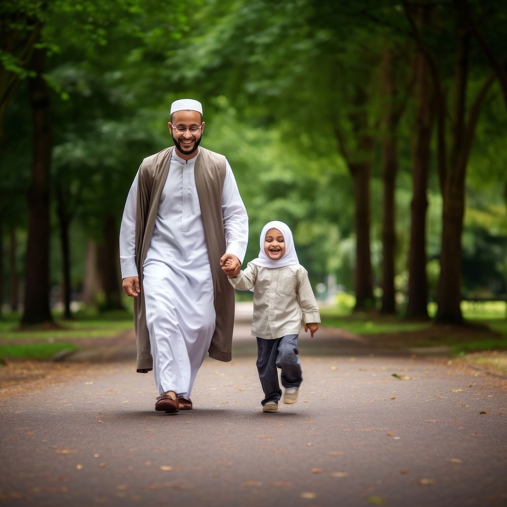 Family smiling walking father. AI generated Image by rawpixel.