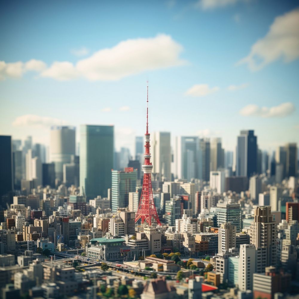 Tokyo city architecture cityscape landmark. AI generated Image by rawpixel.