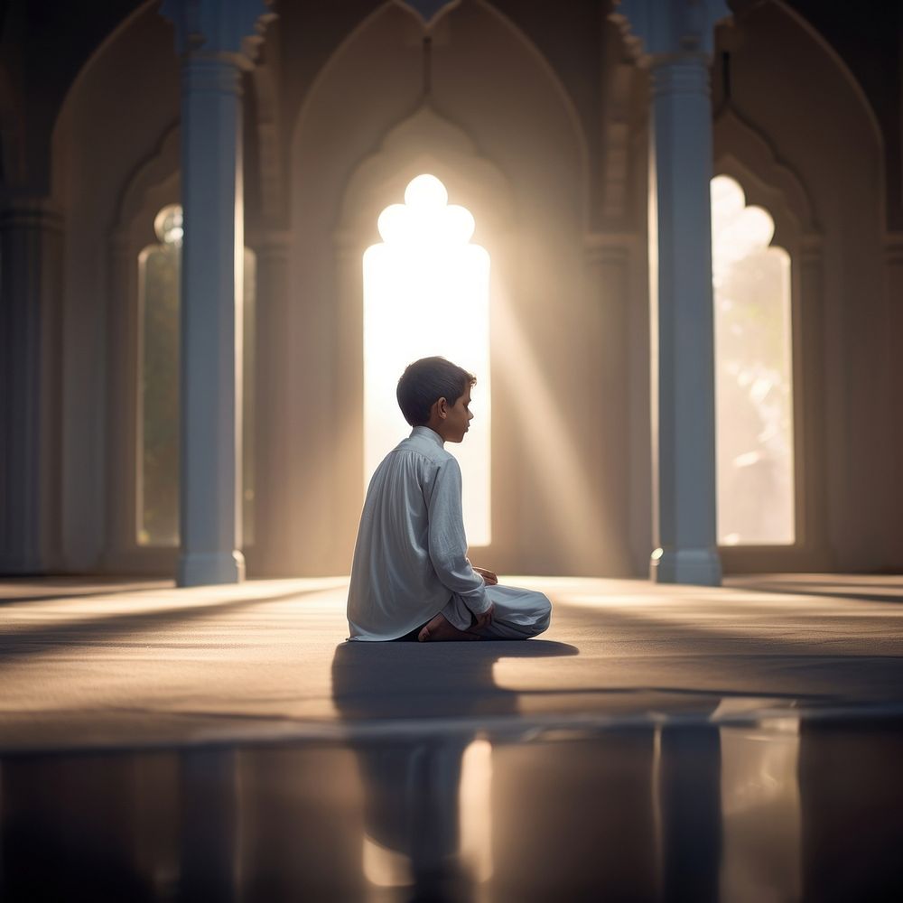 Praying light adult yoga. AI generated Image by rawpixel.