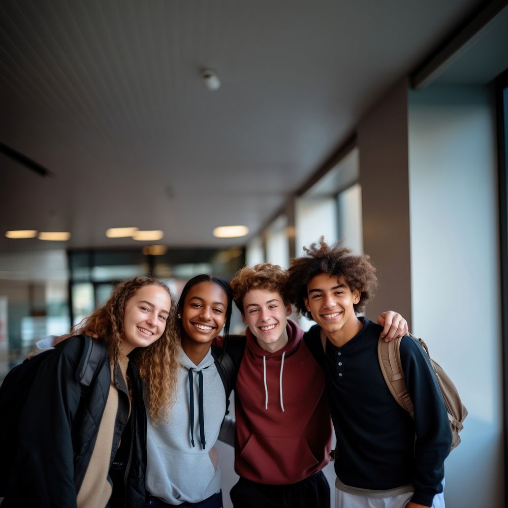 Student friends portrait adult happy. 