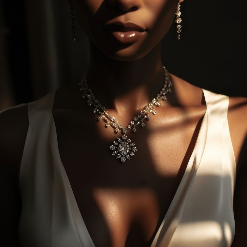 Diamond Necklace necklace jewelry diamond. AI generated Image by rawpixel.