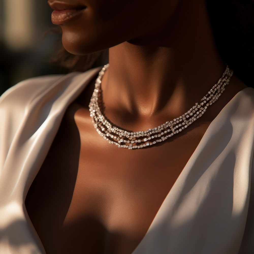 Diamond Necklace necklace jewelry diamond. AI generated Image by rawpixel.