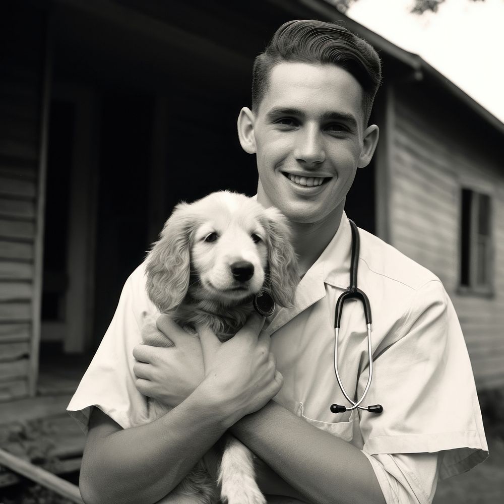 Vet dog veterinarian portrait. 