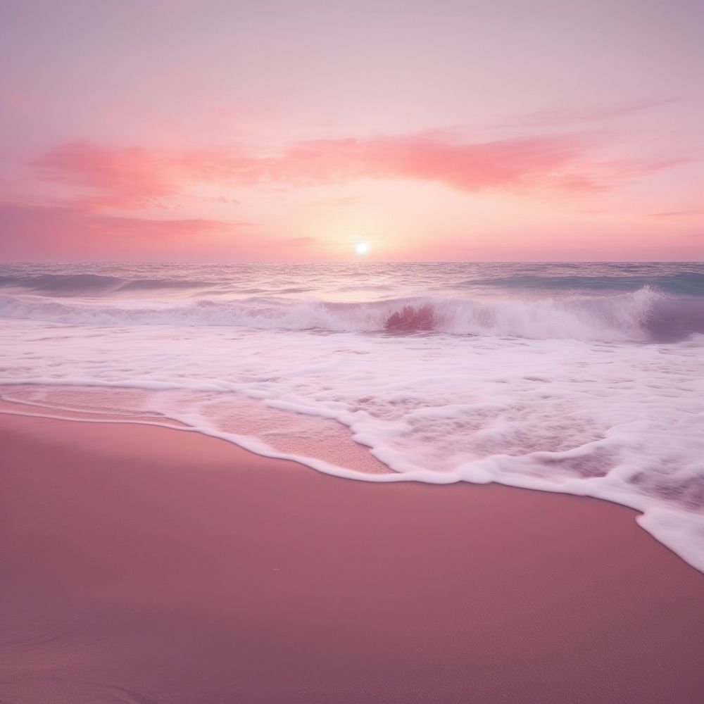 Beach Pastel Pink Aesthetic Photo ocean beach outdoors. AI generated Image by rawpixel.