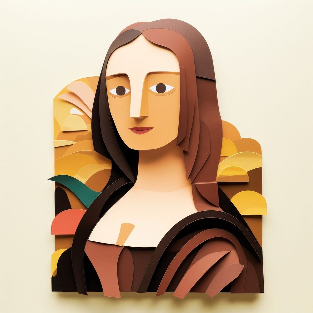 Mona lisa painting portrait craft. AI generated Image by rawpixel.