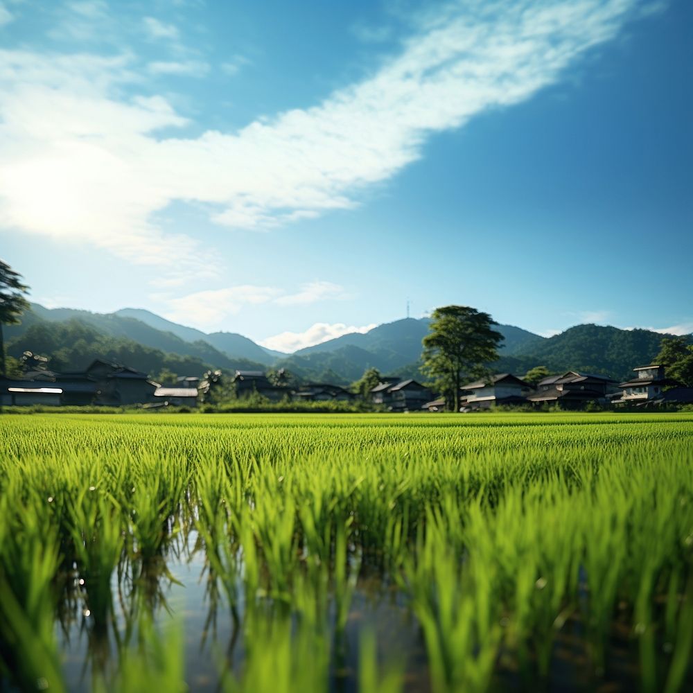 Rice field landscape outdoors nature. AI generated Image by rawpixel.