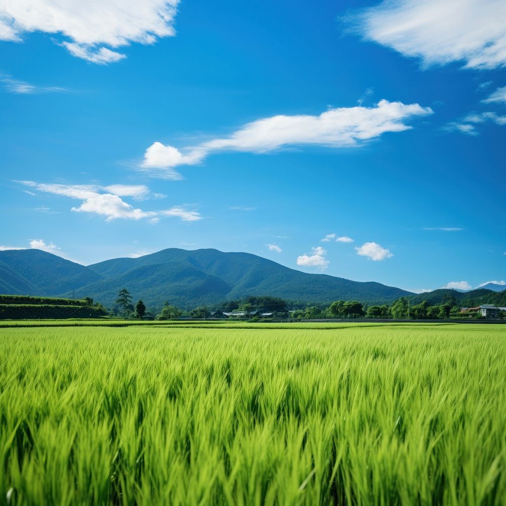 Rice field landscape grassland outdoors. 