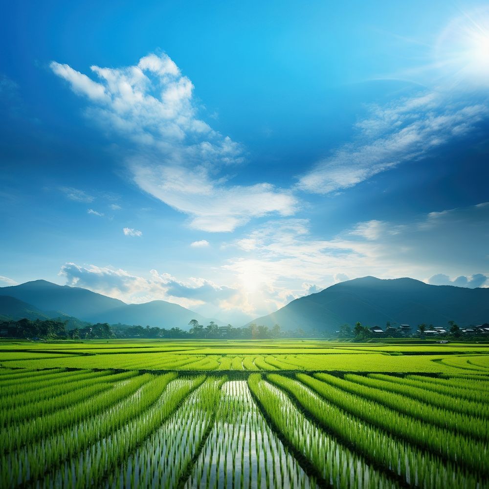 Rice field landscape outdoors nature. AI generated Image by rawpixel.