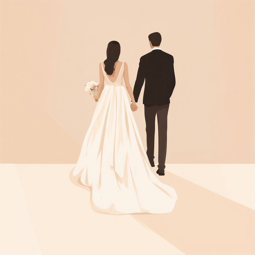 Wedding couple holding hands fashion dress adult. AI generated Image by rawpixel.