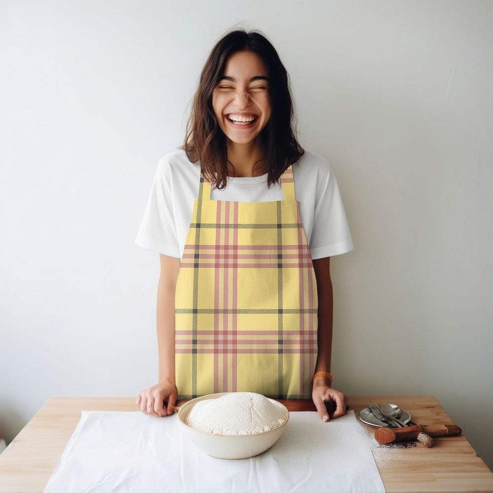 Checked pattern baking apron, design resource