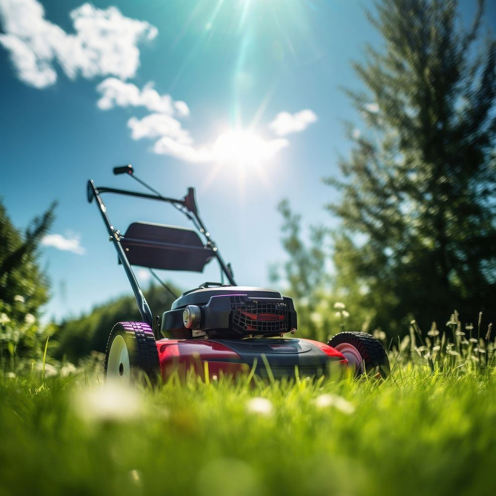 Lawnmower plant grass day. 