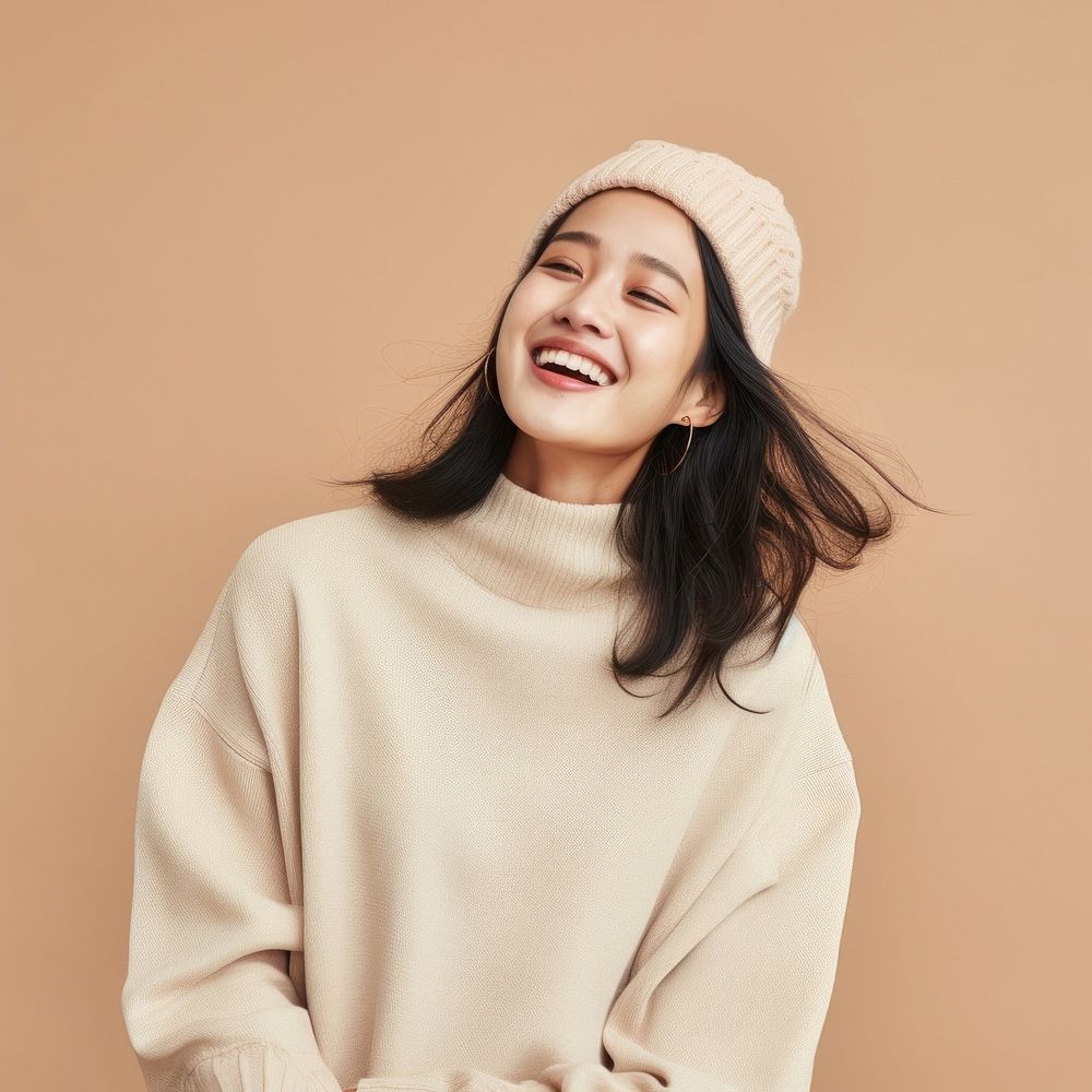 Autumn knitwear adult smile happy. AI generated Image by rawpixel.