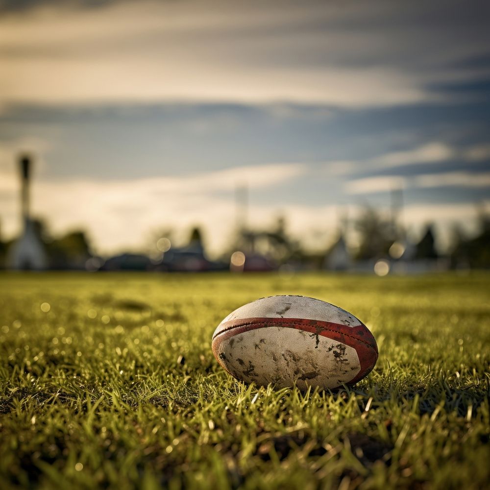 Rugy ball sports grass rugby. AI generated Image by rawpixel.
