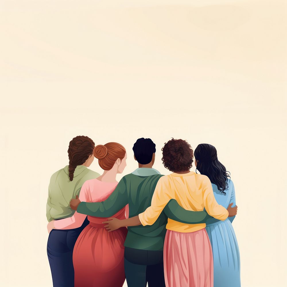 Five diverse people adult back togetherness. AI generated Image by rawpixel.