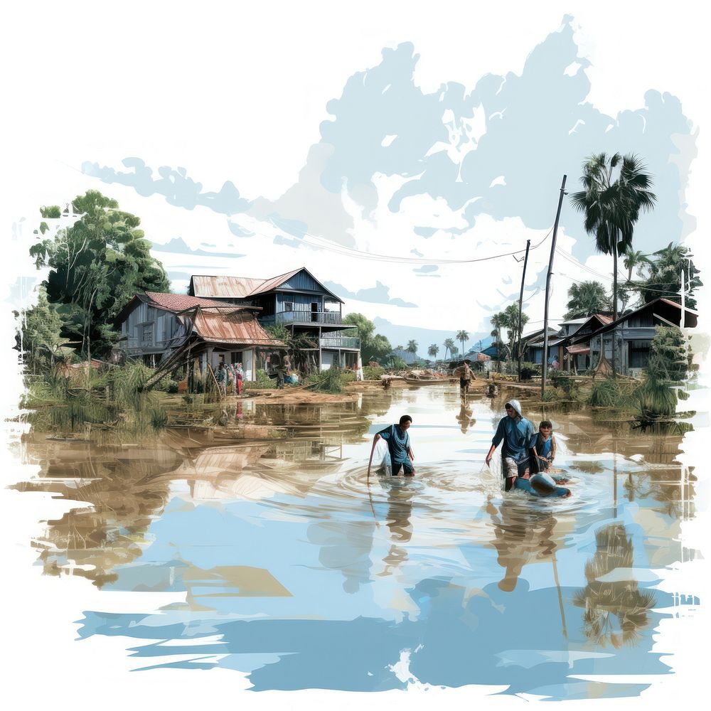 Village flood countryside outdoors. AI generated Image by rawpixel.
