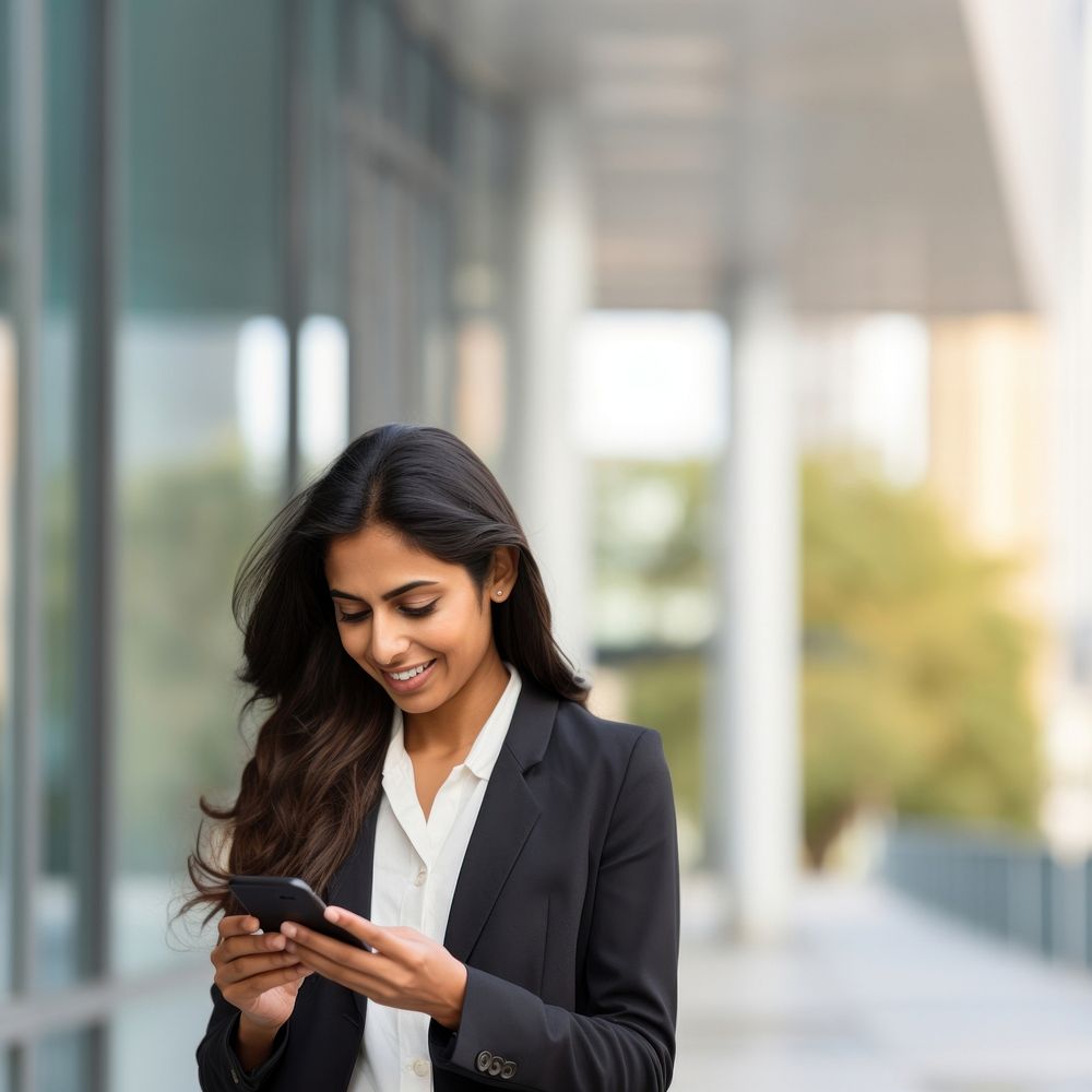 Photo of Indian businesswoman using her mobile phone.  