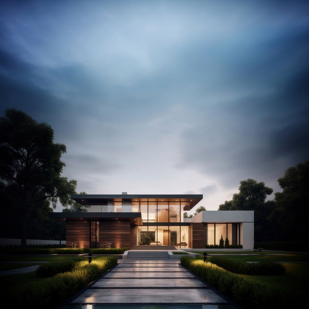 photo of modern house.  