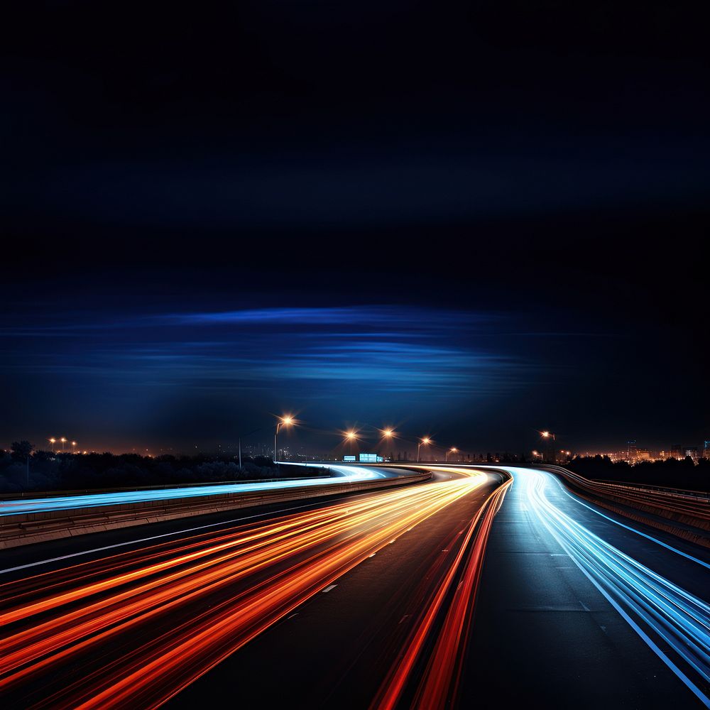 Night highway vehicle traffic. AI generated Image by rawpixel. 