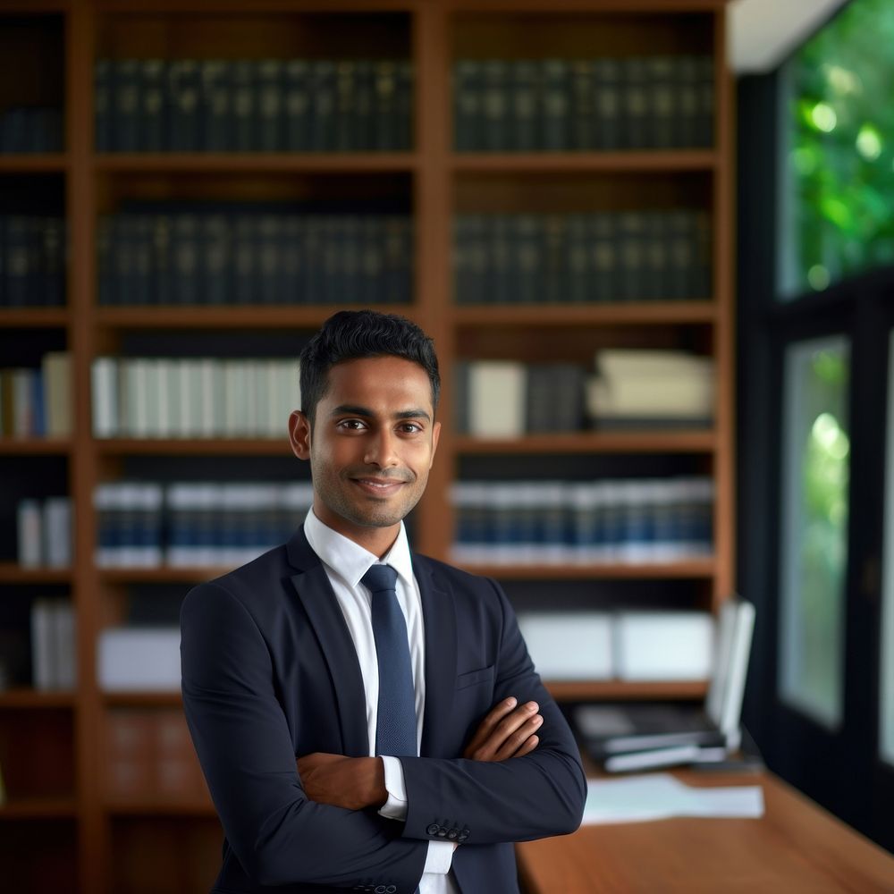 photo of Sri Lanka business man crossed arms smiling. AI generated Image by rawpixel. 