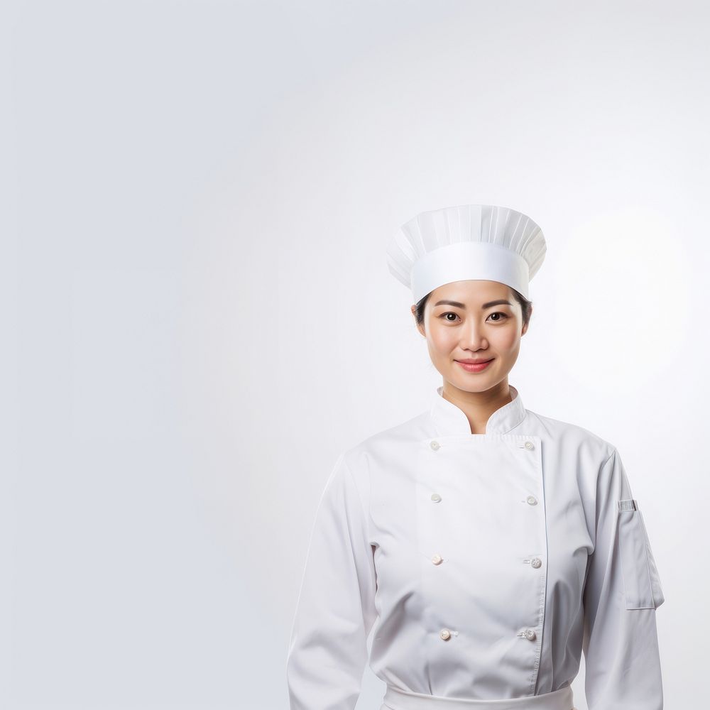 Female chef portrait adult white background. AI generated Image by rawpixel.