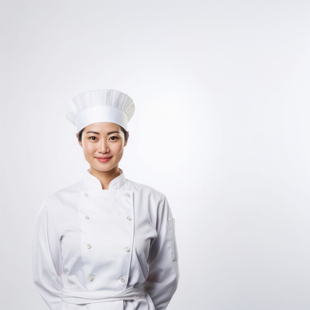 Female chef portrait adult white background. AI generated Image by rawpixel.