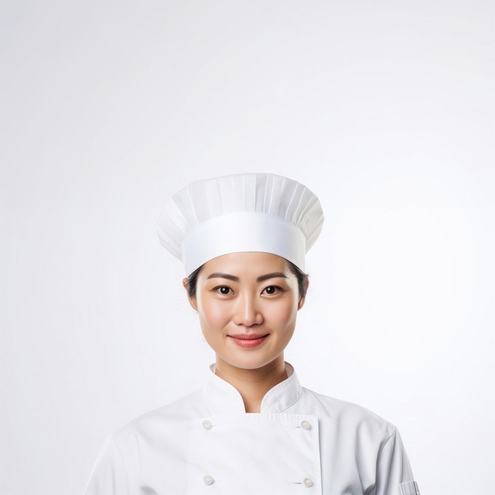 Female chef portrait adult white background. AI generated Image by rawpixel.