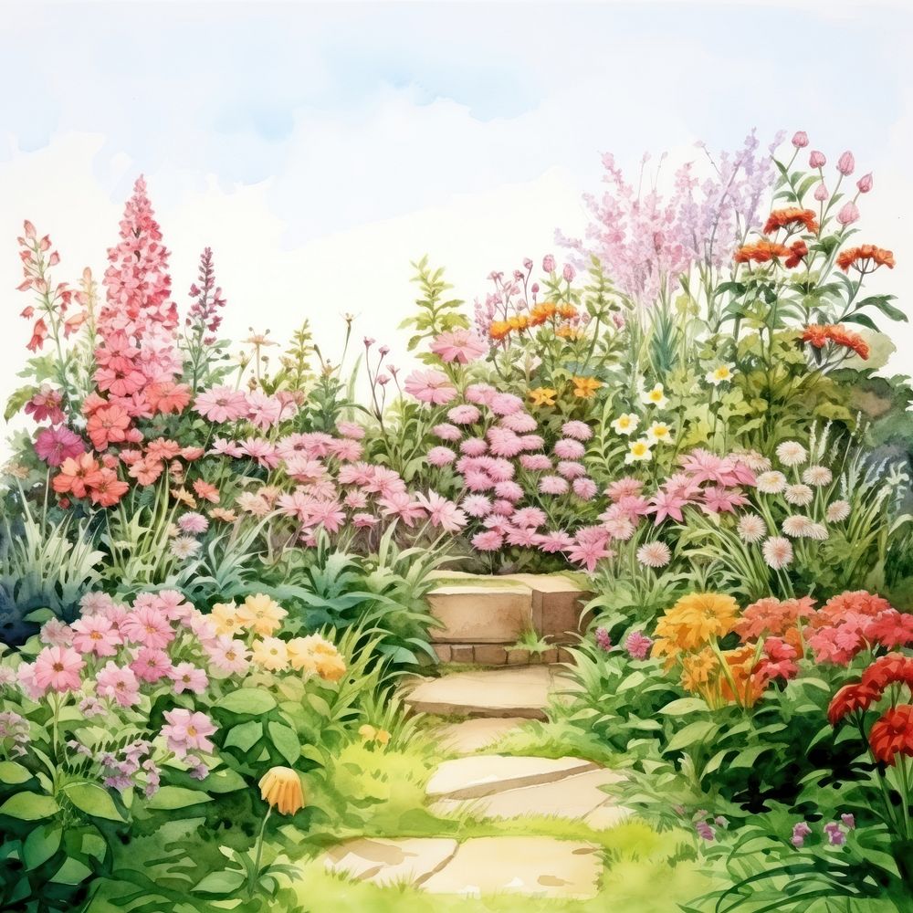 Flower garden outdoors nature plant. AI generated Image by rawpixel.