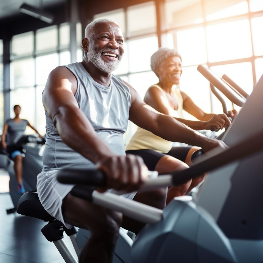 photo of happy senior african people working out inthe gym. AI generated Image by rawpixel. 