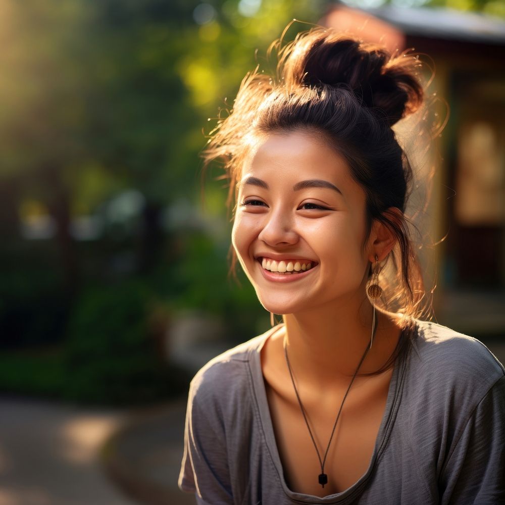 Young chinese woman portrait smile face. 