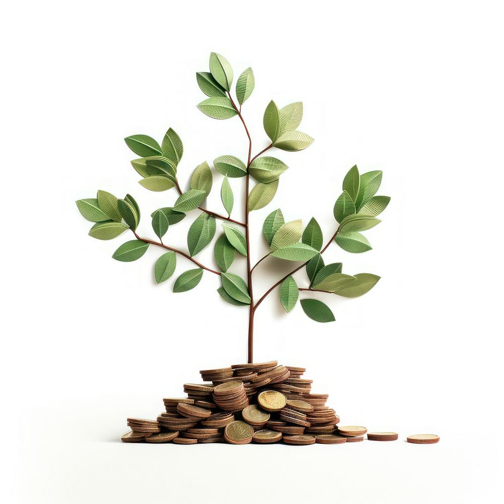 Money growth plant leaf coin. AI generated Image by rawpixel.