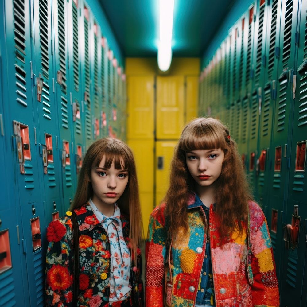 Fashion locker girl togetherness. AI generated Image by rawpixel.