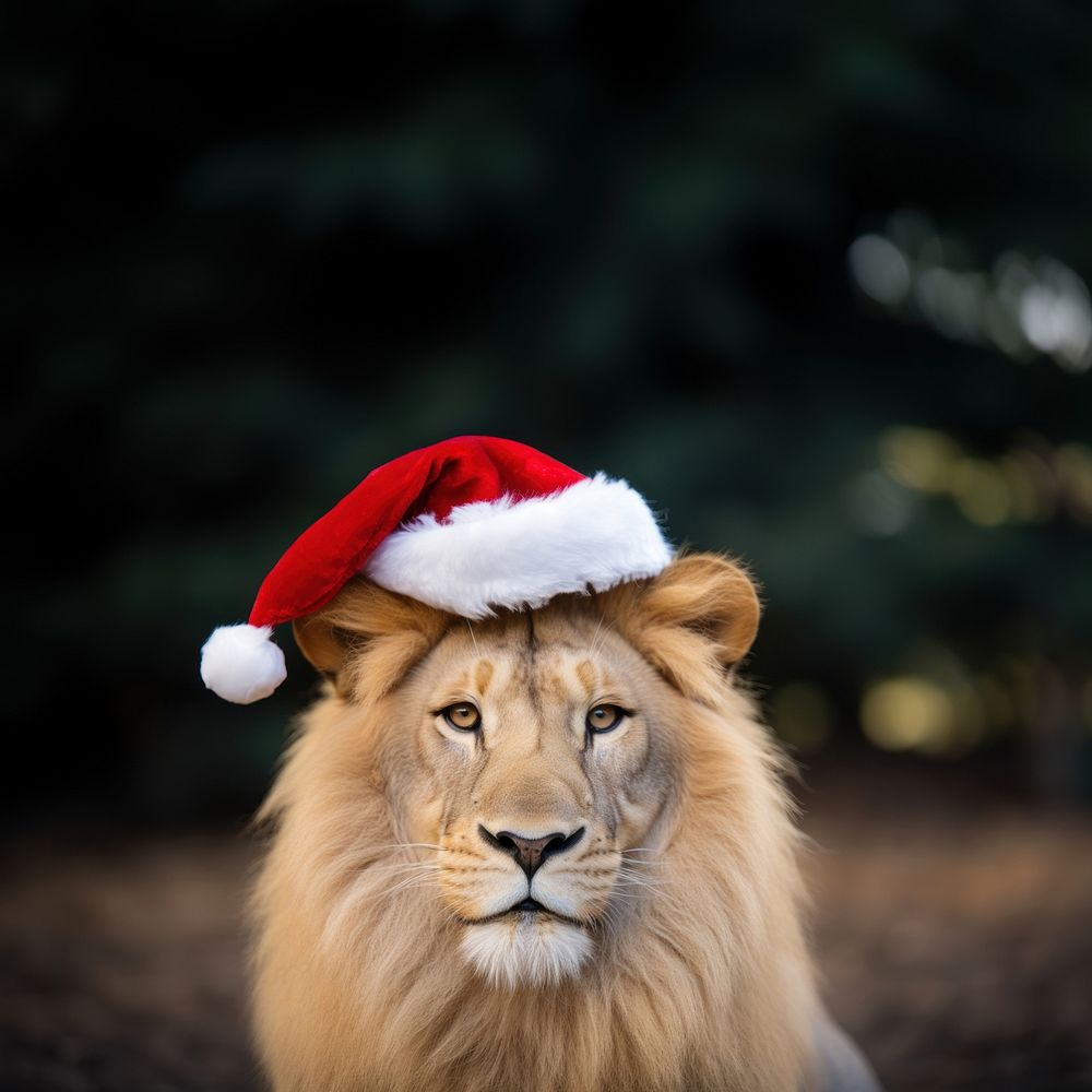 Mammal animal lion santa claus. 