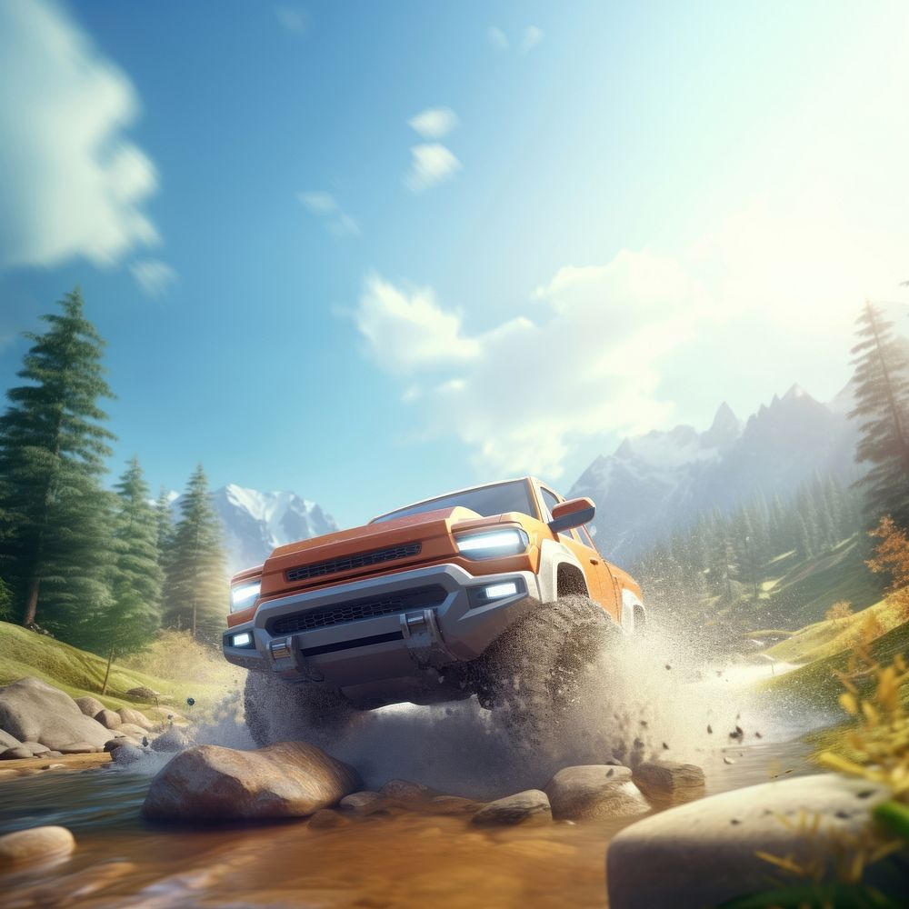 Pickup car outdoors vehicle nature. AI generated Image by rawpixel.