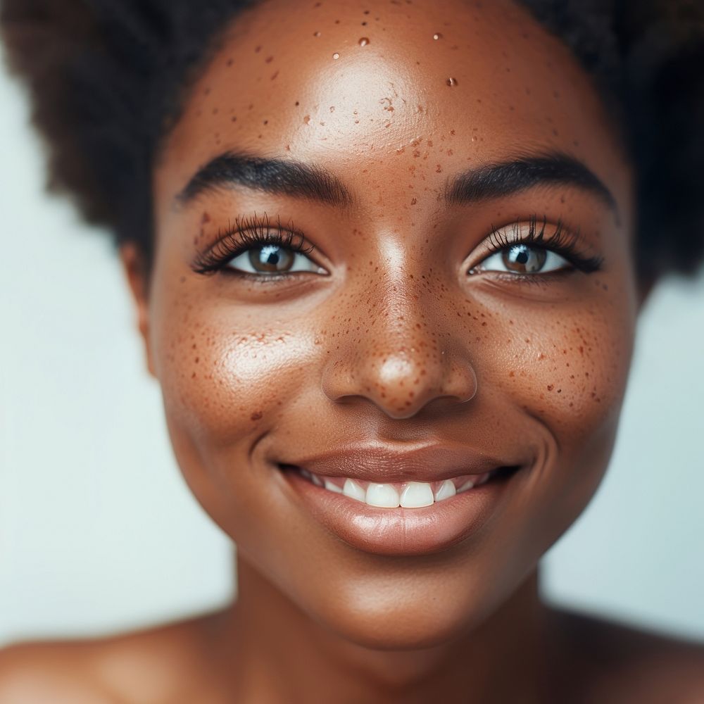 Freckle smiling skin face. AI generated Image by rawpixel.