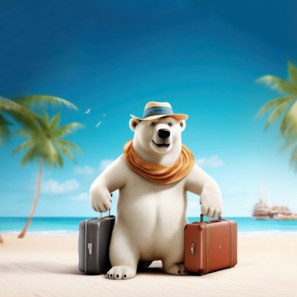 Suitcase outdoors bear vacation. AI generated Image by rawpixel.
