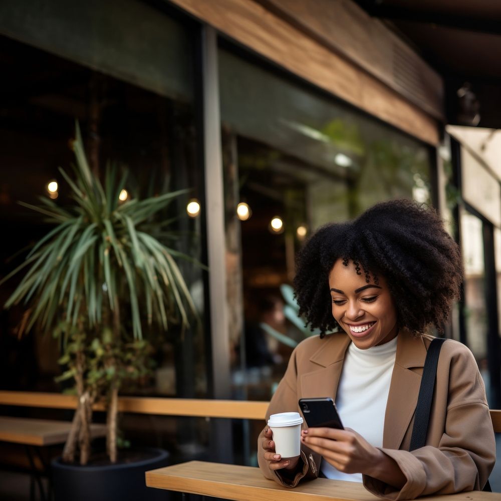 Cashless payment holding sitting table. AI generated Image by rawpixel.