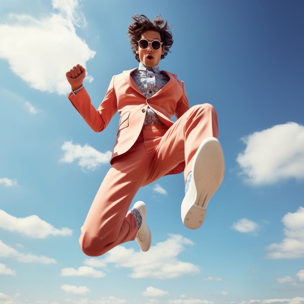 Men fashion jumping sunglasses activity. AI generated Image by rawpixel.