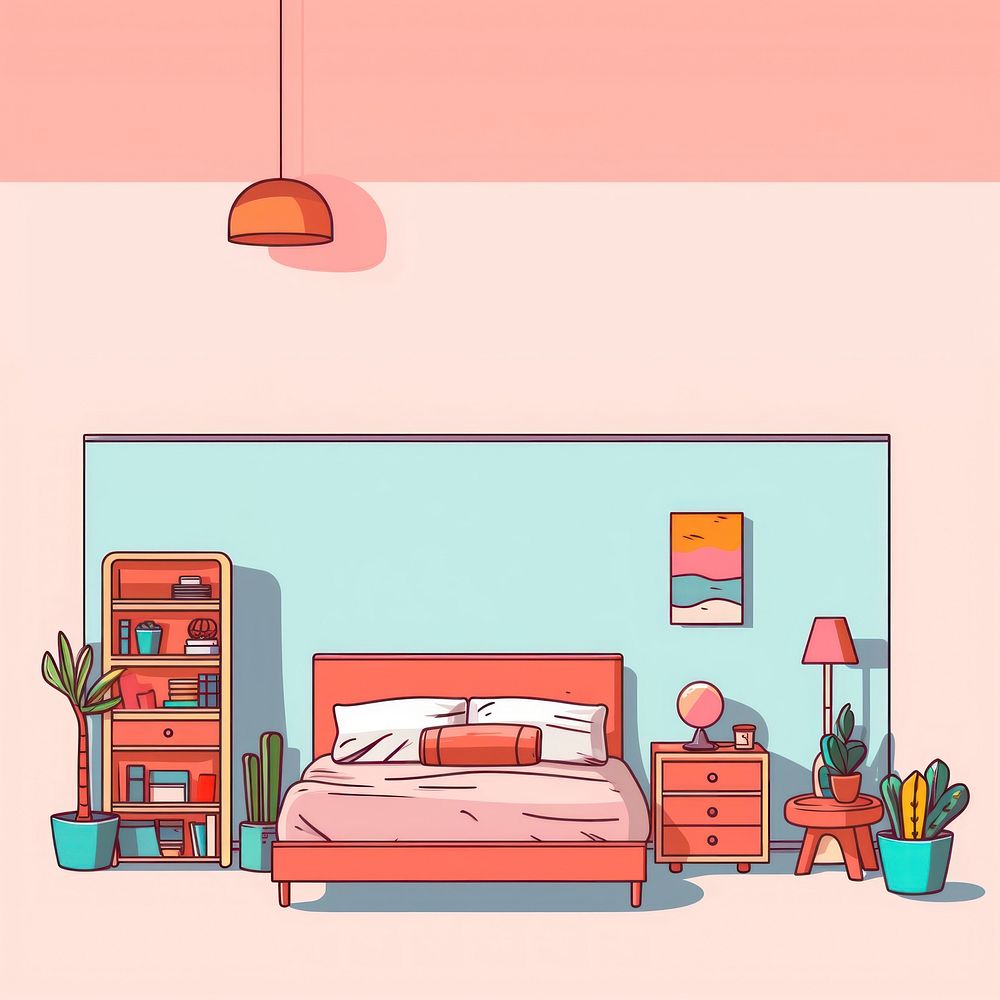 Bedroom furniture art architecture comfortable. AI generated Image by rawpixel.