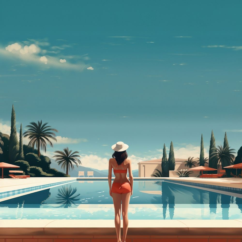 Summer swimwear adult architecture. AI generated Image by rawpixel.