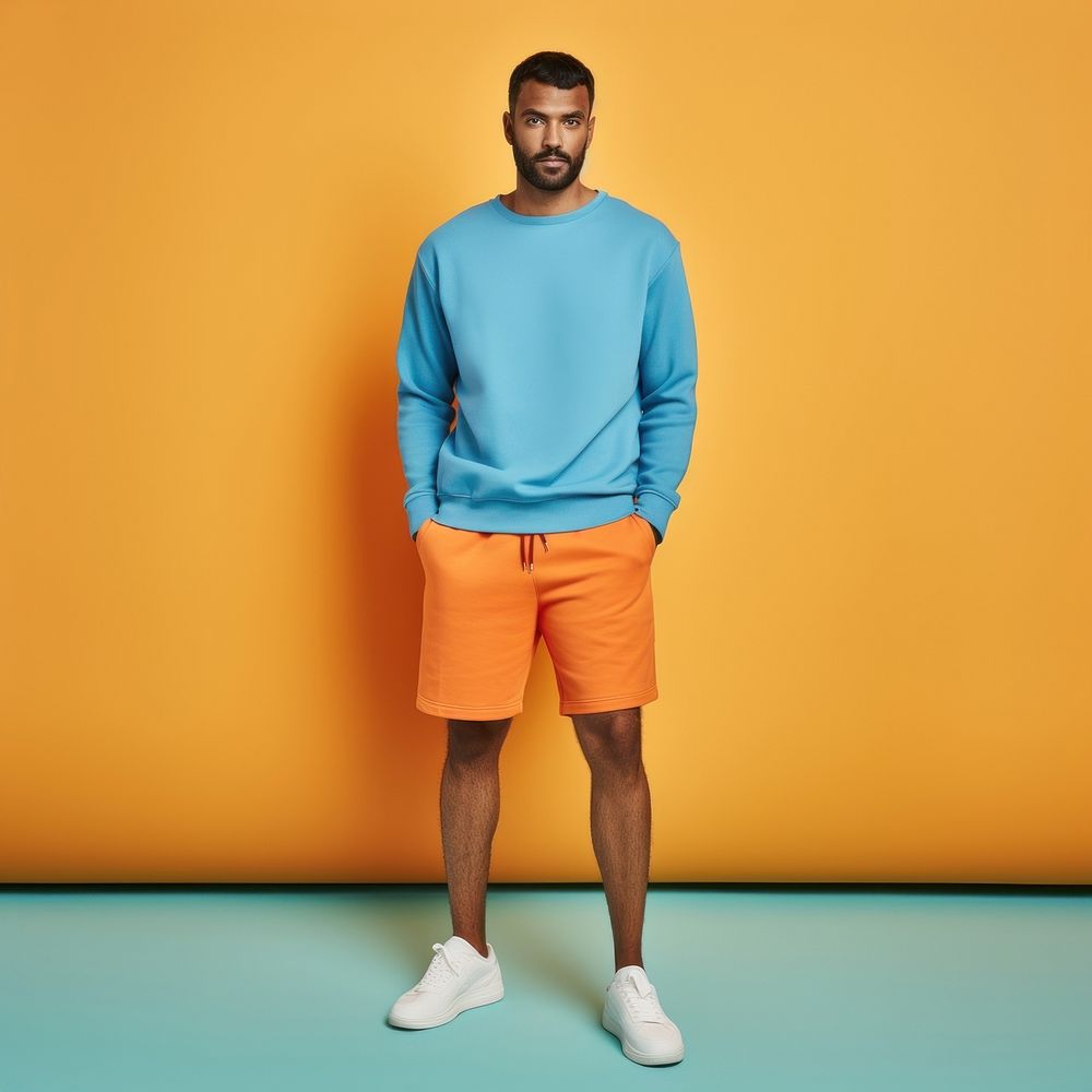 Men fashion sweatshirt shorts sleeve. AI generated Image by rawpixel.
