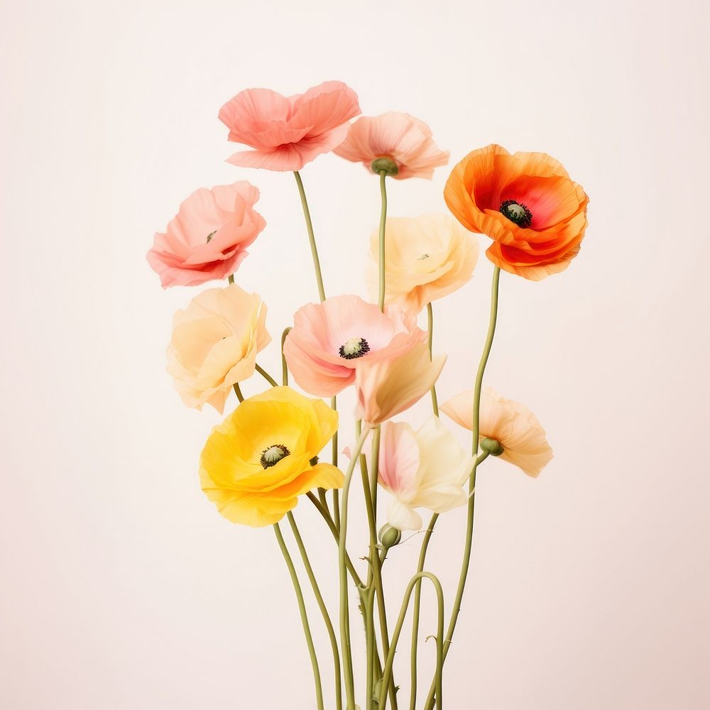 Poppy flower yellow petal. AI generated Image by rawpixel.