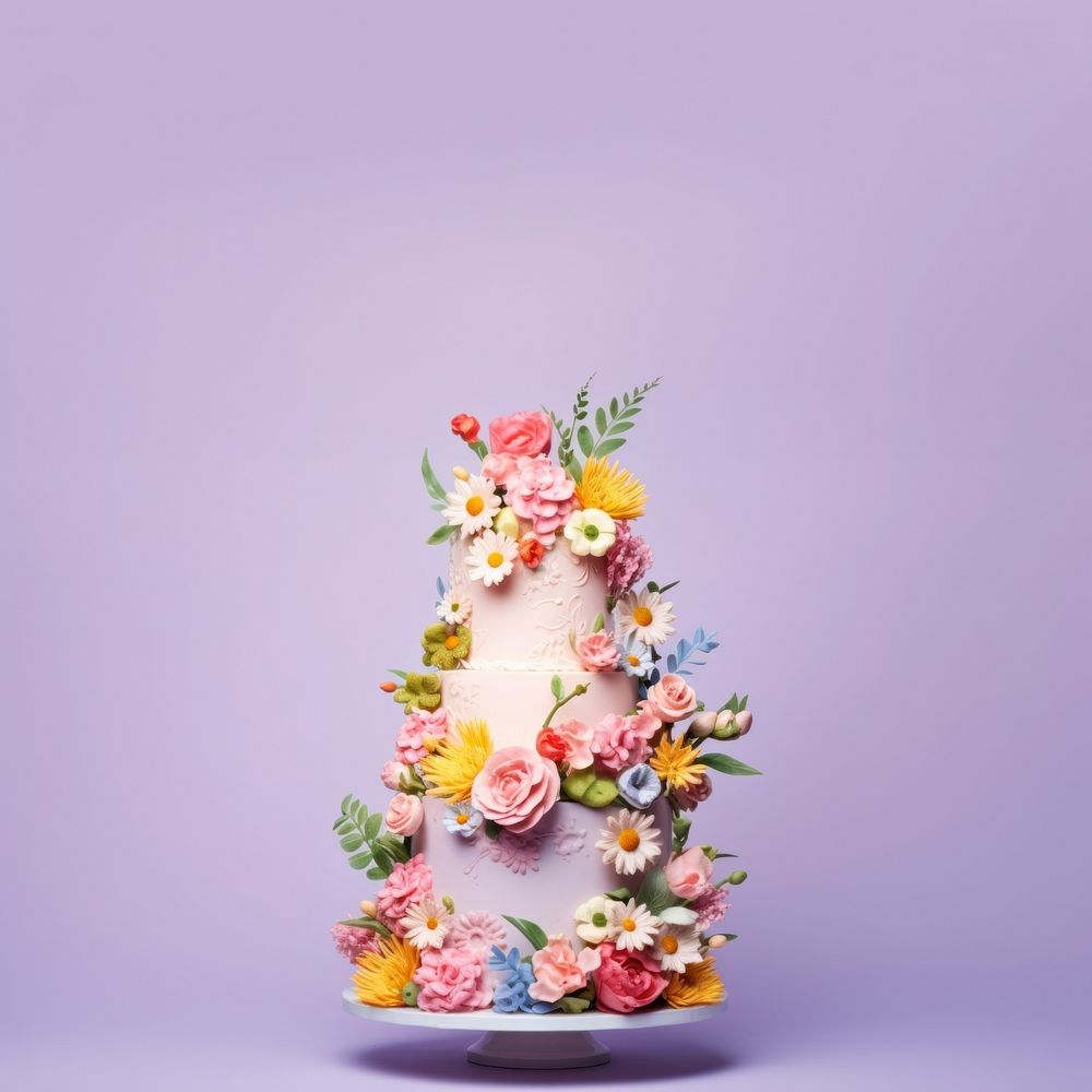 Wedding cake dessert flower food. AI generated Image by rawpixel.