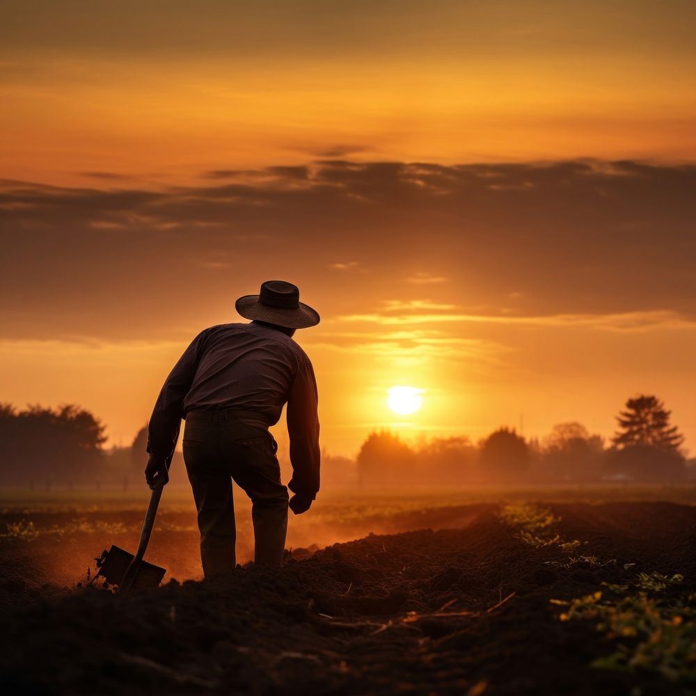 Farmer silhouette outdoors nature. AI generated Image by rawpixel.