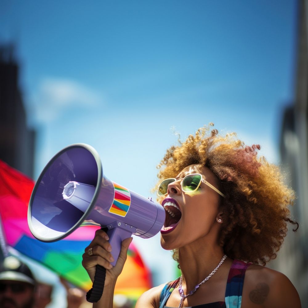 Pride parade glasses celebration performance. 